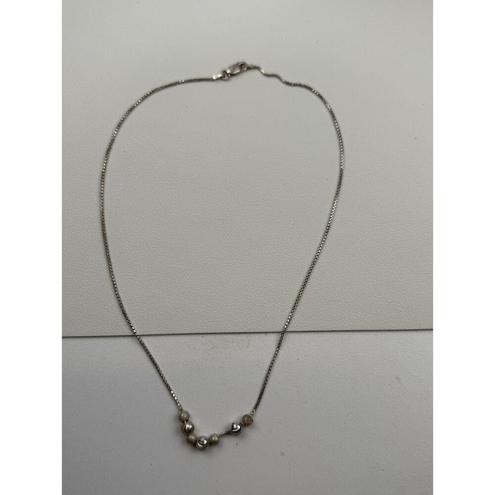 Ball Bead Centers Sterling Silver Box Chain Necklace 15-7/8 & Bracelet 7" Italy - Picture 11 of 16